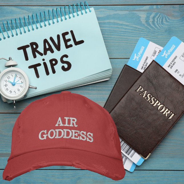Air Goddess Typography, Wanderlust, Simple Embroidered Baseball Cap (Creator Uploaded)