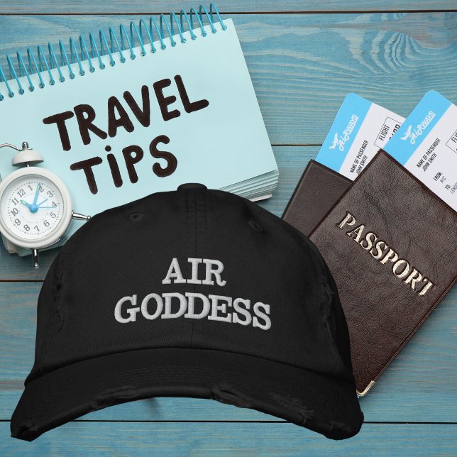Air Goddess Typography, Wanderlust, Simple Embroidered Baseball Cap (Creator Uploaded)