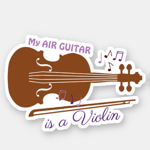 Air guitar violin bow music notes personalized sticker