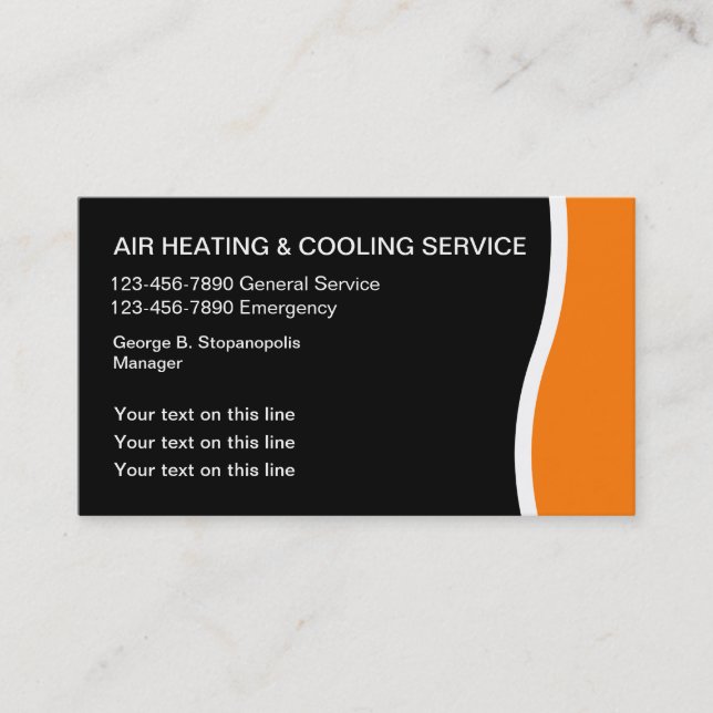 Air Heating And Cooling Business Cards (Front)