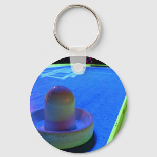 Air Hockey table and mallet with neon lighting Keychain