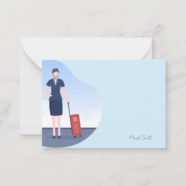 Air hostess blue sky background note card (Front)