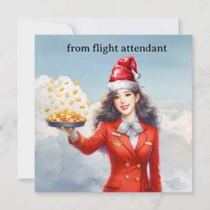 Air Hostess Flight attendance greeting Christmas Holiday Card