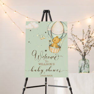 Air Hot Balloon Boy Teddy Bear Baby Shower Welcome Foam Board