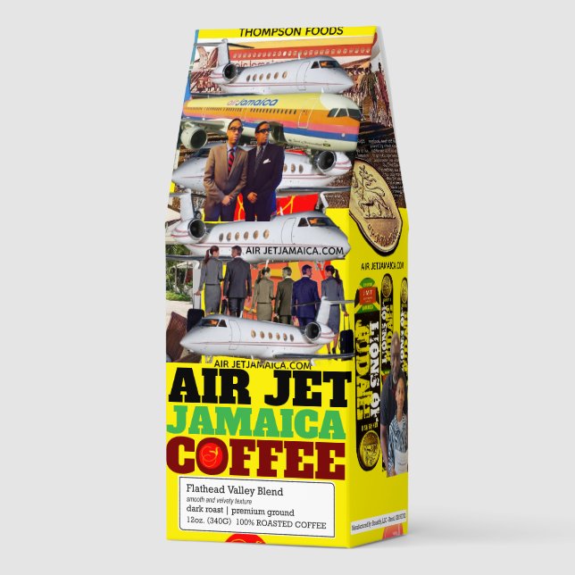 AIR JET JAMAICACoffee, 12oz Bag, Dark Roast, Flath Roasted Coffee (Front)