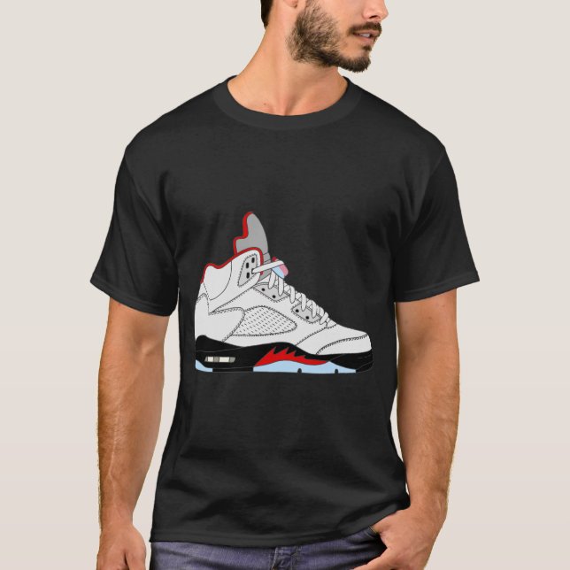 Air Jordan V (5) Fire Red Silver Tongue  T-Shirt (Front)