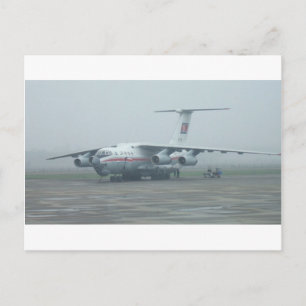Air Koryo at Pyongyang airport DPRK Il-76 TD Postcard