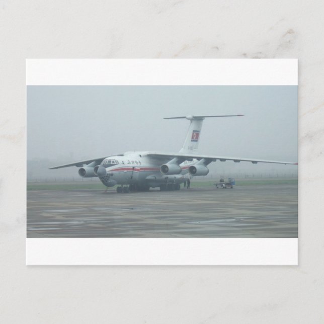 Air Koryo at Pyongyang airport DPRK Il-76 TD Postcard (Front)