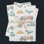 Air & Land Vehicle | Kids Birthday or Baby Shower Wrapping Paper Sheets<br><div class="desc">Add a whimsical and adventurous touch to your gifts with this adorable watercolor vehicle wrapping paper. Featuring hand painted illustrations of a train, car, helicopter, and airplane, along with clouds, sun, mountains, and cacti, this design is perfect for boys who love things that go. The soft and muted color palette...</div>