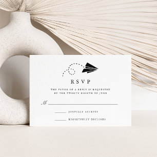 Air Mail Black and White RSVP Card
