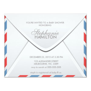 Air mail envelope baby shower invitation