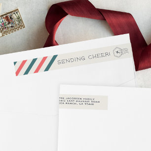 Air Mail Holiday Return Address Wrap Around Label