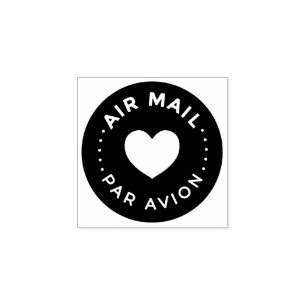 AIR MAIL PAR AVION エアメールスタンプ ハート heart cute love ラ Rubber Stamp