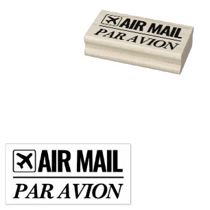 Air Mail / Par Avion logo wood block rubber stamp