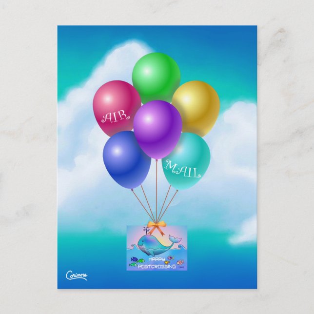 Air Mail Postcrossing Whale - Postcard (Front)