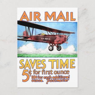 Air Mail Saves Time Postcard