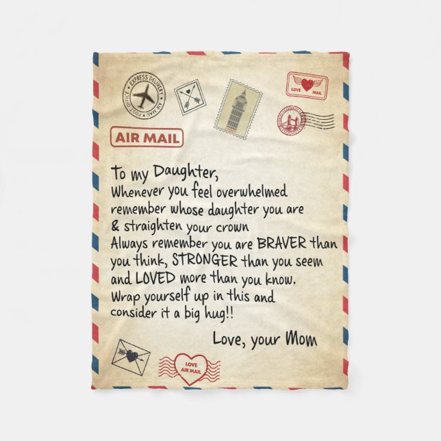 Air Mail To My Daughter  Fleece Blanket (Front)
