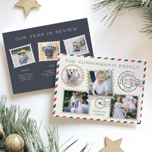 Air Mail  Year in Review Photo Collage Holiday Card