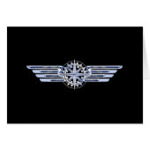 Air Pilot Chrome Like Wings Compass on Black (Front Horizontal)