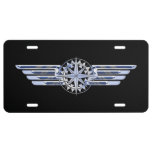 Air Pilot Chrome Like Wings Compass On Black License Plate at Zazzle