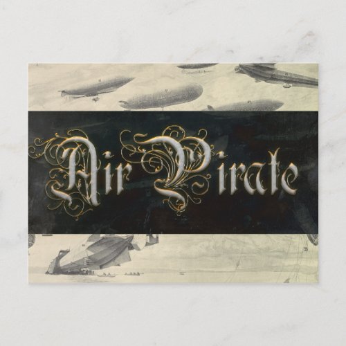 Air Pirate Steampunk Neo_Victorian Airship Postcard
