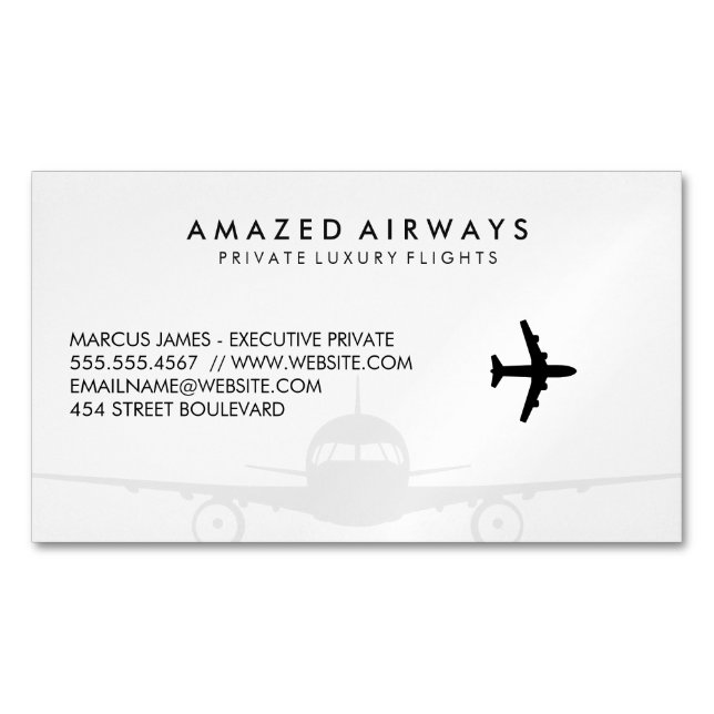 Air Plane | Flights Business Card Magnet (Front)