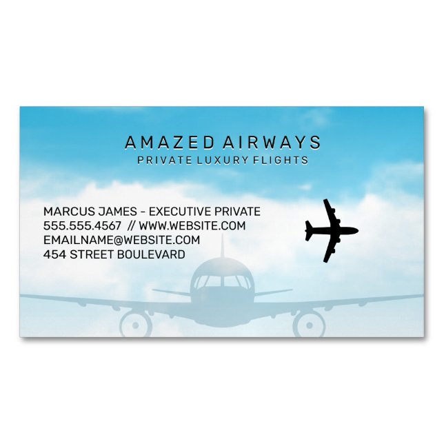 Air Plane | Flights Clouds and Sky Business Card Magnet (Front)