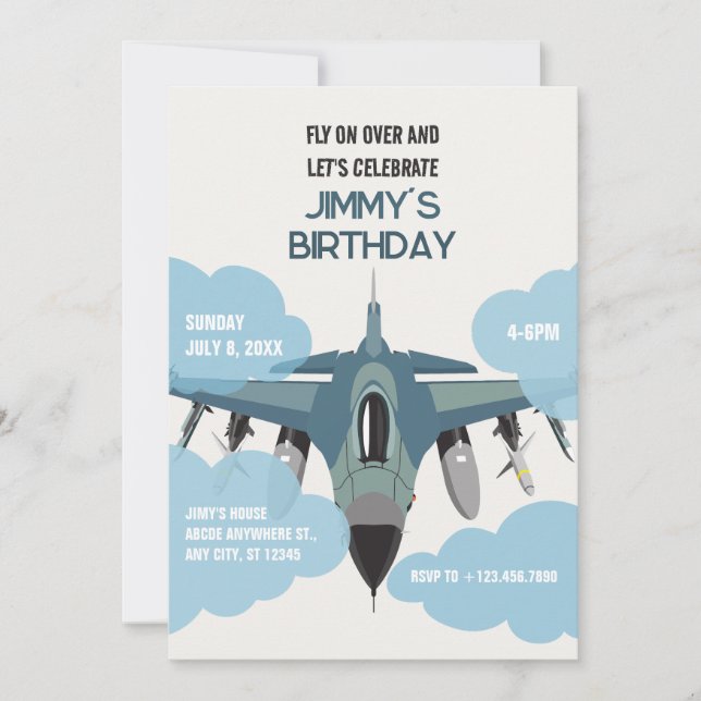 AIR PLANE FLY BIRTHDAY INVITATION (Front)