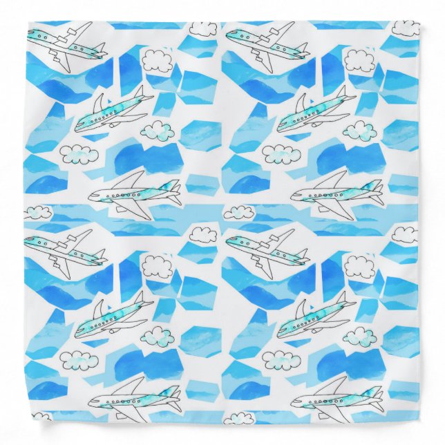 Air plane hand drawn illustration bandana (Front)