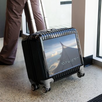 Air Plane Wing Cust. Text Suitcase by Edelhertdesigntravel at Zazzle