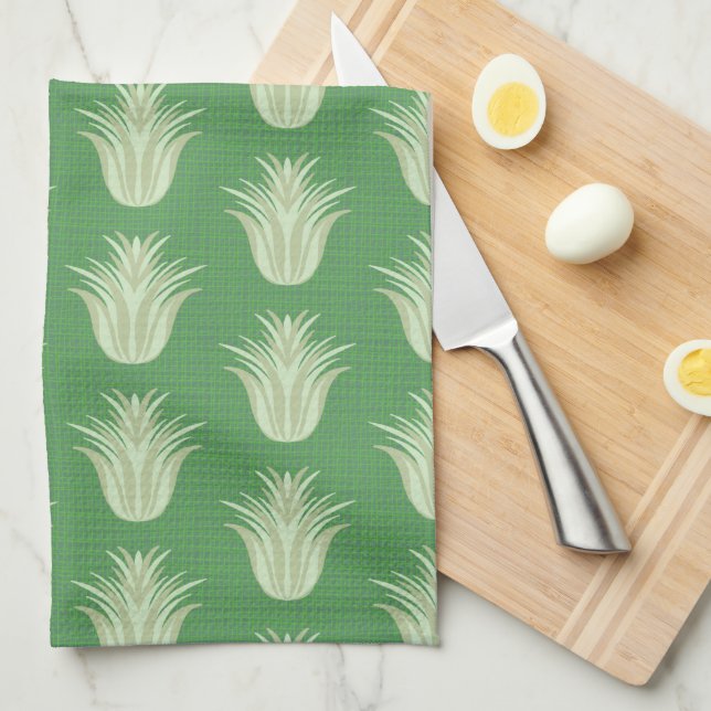 Air Plant Green Tones Kitchen Towel (Quarter Fold)