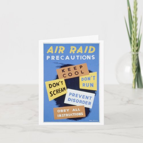 Air Raid Precautions Poster Blank Note Card
