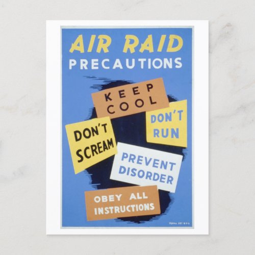 Air Raid Precautions Poster Postcard