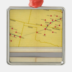 Air Route from Los Angeles to Columbus Metal Ornament