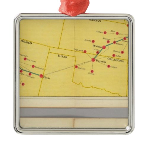 Air Route from Los Angeles to Columbus Metal Ornament