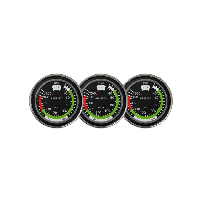 Air Speed Pilot Aviation Geek Golf Ball Marker (3 Up)