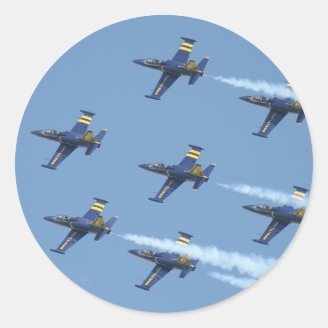 Air squadron Breitling on airshow Classic Round Sticker (Front)