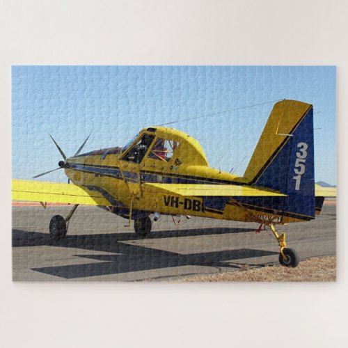 Air Tractor aircraft yellow  blue Jigsaw Puzzle