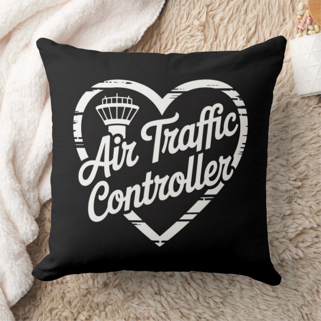 Air Traffic Controller Rainbow Heart  Throw Pillow (Blanket)
