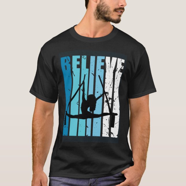 Air Yoga Aerialist Retro Believe Turquoise Air Yog T-Shirt (Front)