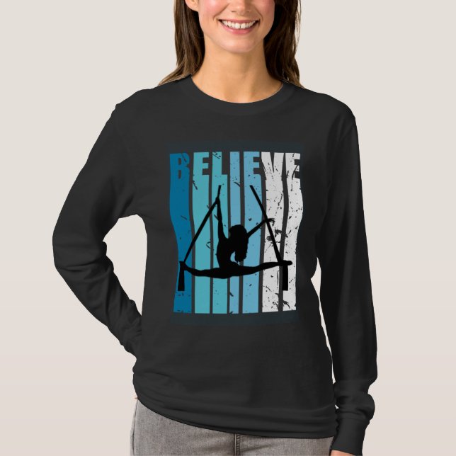 Air Yoga Aerialist Retro Believe Turquoise Air Yog T-Shirt (Front)