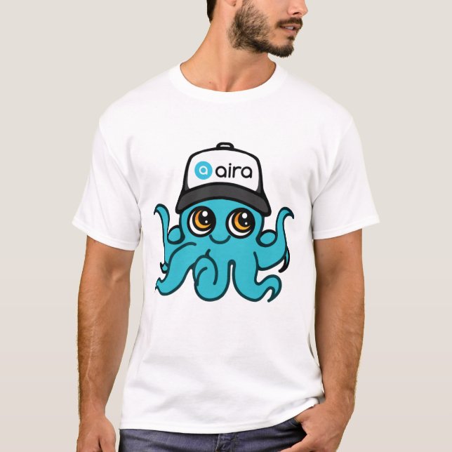 Aira Mascot Hoodie White - Octopus T-Shirt (Front)