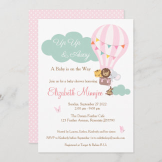 Airballon jungle animal Baby Shower invitation