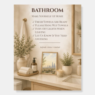 Airbnb Bathroom Towels Amenities Sign