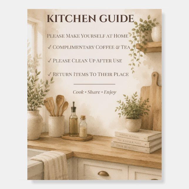 Airbnb Kitchen Guide Clean Up Sign (Front)