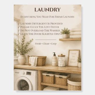 Airbnb Laundry Room Instructions Sign