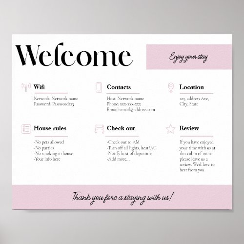 Airbnb Rental Vacation House Welcome Wall Poster