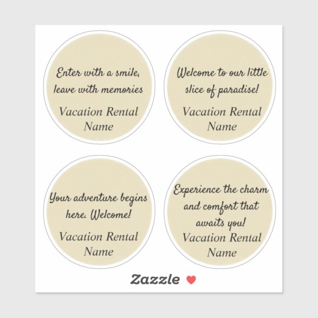 Airbnb Sticker/Vacation Rental Welcome Stickers (Sheet)