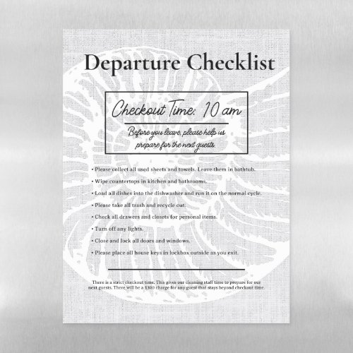 Airbnb Vacation Rental Beach Sign Checkout  Magnetic Dry Erase Sheet