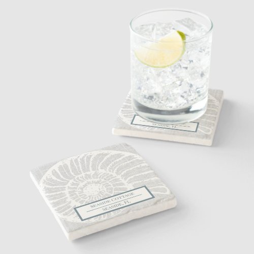 Airbnb Vacation Rental Beach Woven Shell Stone Coaster